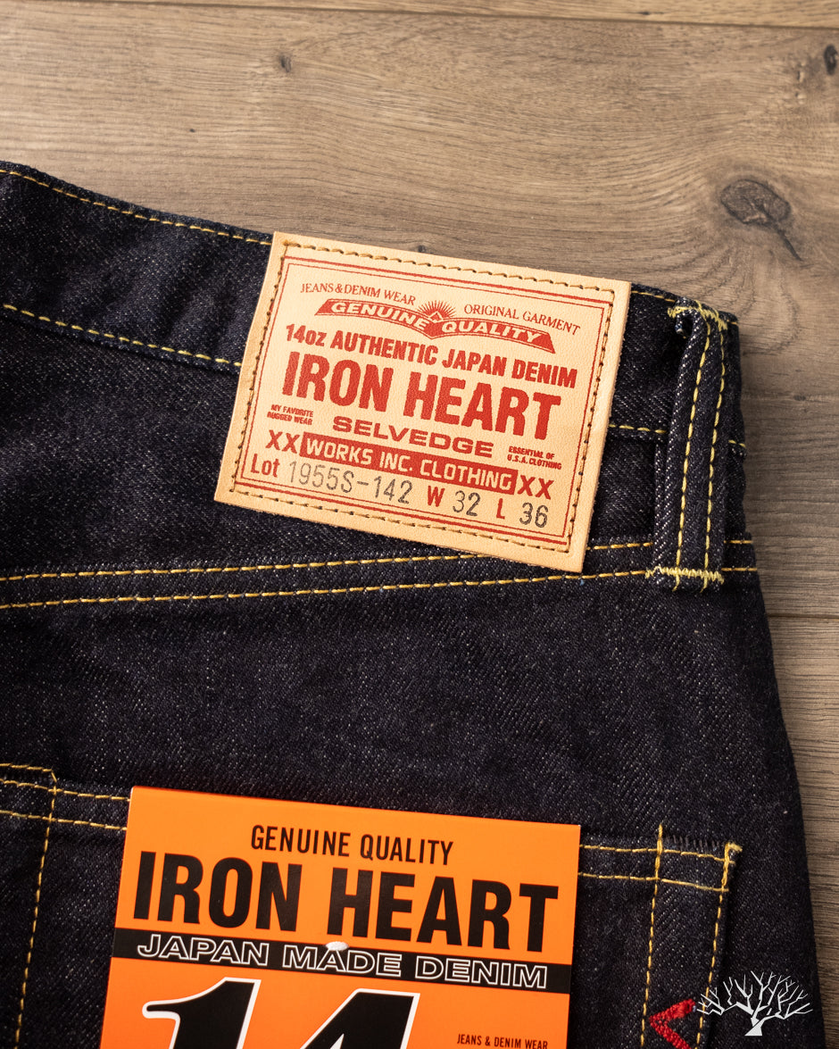 Iron Heart IH-1955S-142 - 14oz Selvedge Denim "1955" Vintage Tapered Cut Jeans - Indigo