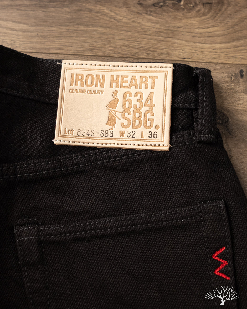 Iron Heart IH-634S-SBG - 21oz Superblack Selvedge Straight Cut Denim (Fades to Grey)