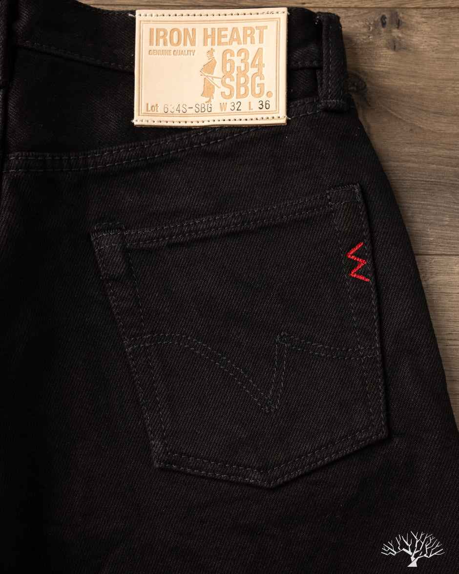 Iron Heart IH-634S-SBG - 21oz Superblack Selvedge Straight Cut Denim (Fades to Grey)