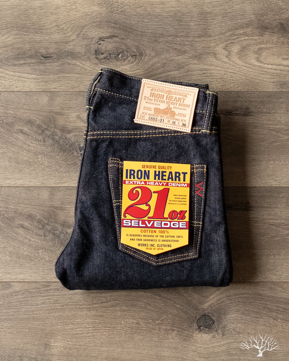 Iron Heart IH-666S-21 - Indigo 21oz Japanese Selvedge Slim Straight Denim