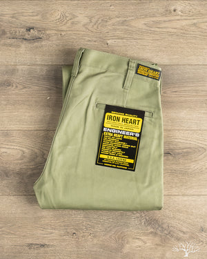 Iron Heart - IH-717-OLV - 9oz Mercerised Selvedge Cotton Straight Cut Chinos - Olive