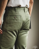 Iron Heart - IH-717-OLV - 9oz Mercerised Selvedge Cotton Straight Cut Chinos - Olive