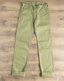 Iron Heart - IH-717-OLV - 9oz Mercerised Selvedge Cotton Straight Cut Chinos - Olive