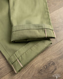 Iron Heart - IH-717-OLV - 9oz Mercerised Selvedge Cotton Straight Cut Chinos - Olive