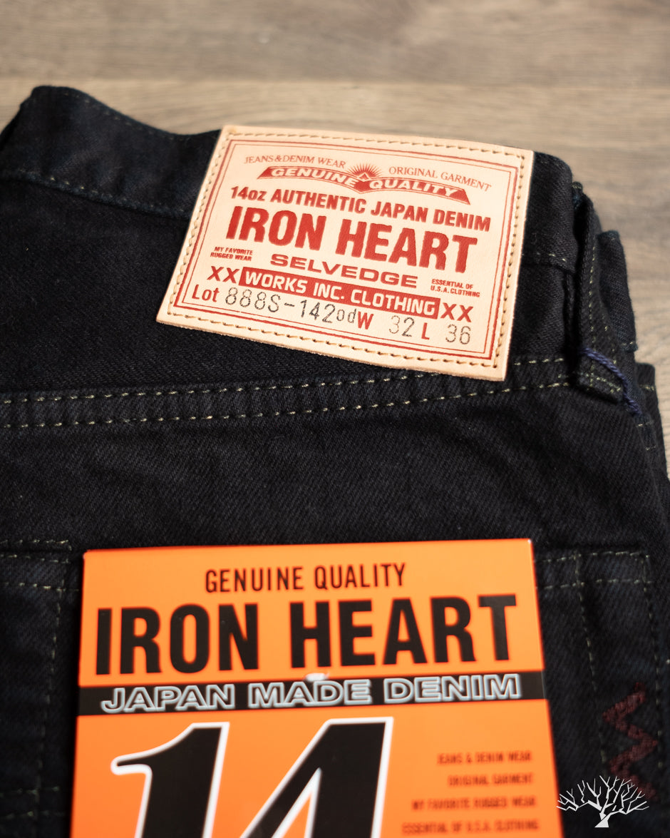 Iron Heart IH-888S-142od - Indigo Overdyed Black High Rise Tapered Denim