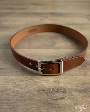 Iron Heart IHB-08-BRN Heavy Duty "Tochigi" Leather Belt with Nickel Garrison Buckle - Brown