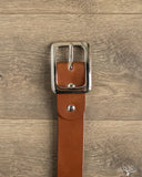 Iron Heart IHB-08-BRN Heavy Duty "Tochigi" Leather Belt with Nickel Garrison Buckle - Brown