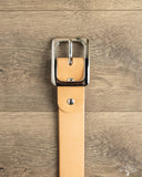 Iron Heart IHB-08-NAT Heavy Duty "Tochigi" Leather Belt with Nickel Garrison Buckle - Natural