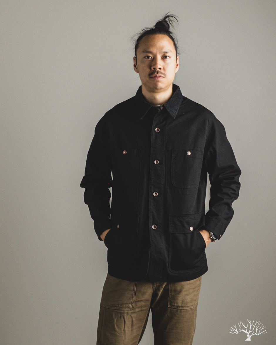 Iron Heart IHJ-148-BLK - 10oz Kurashikizome Organic Cotton Duck Chore Jacket - Black