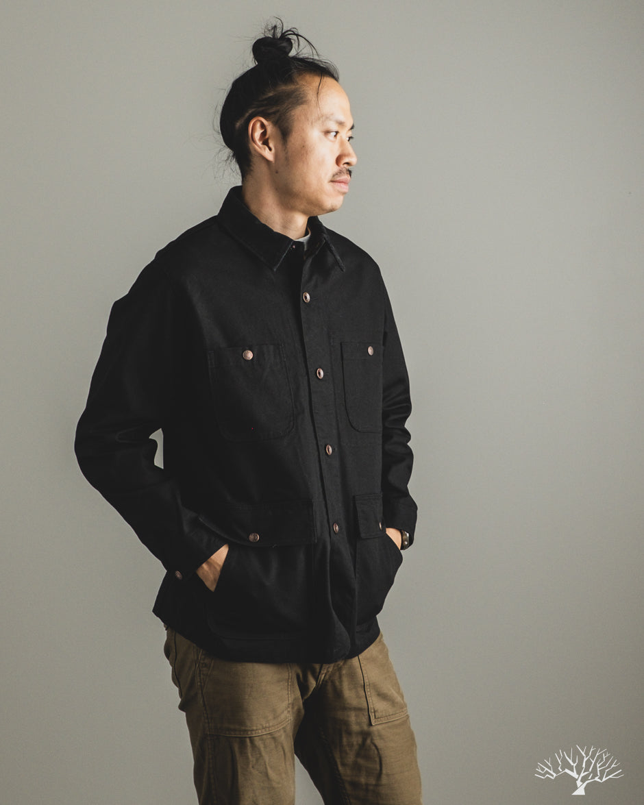 Iron Heart IHJ-148-BLK - 10oz Kurashikizome Organic Cotton Duck Chore Jacket - Black