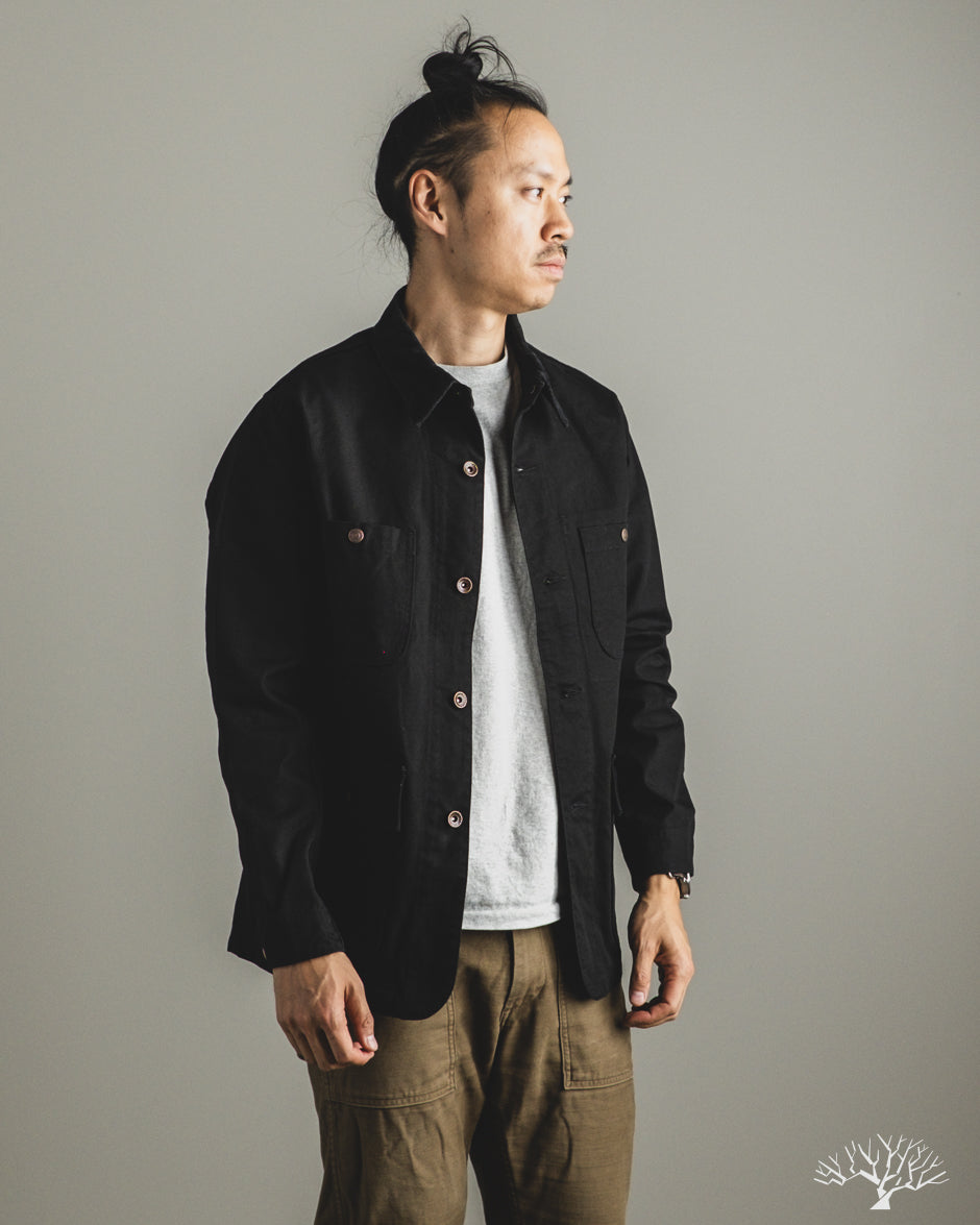 Iron Heart IHJ-148-BLK - 10oz Kurashikizome Organic Cotton Duck Chore Jacket - Black