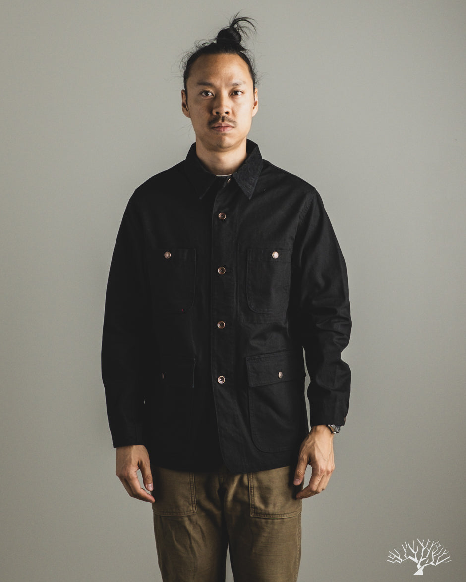 Iron Heart IHJ-148-BLK - 10oz Kurashikizome Organic Cotton Duck Chore Jacket - Black