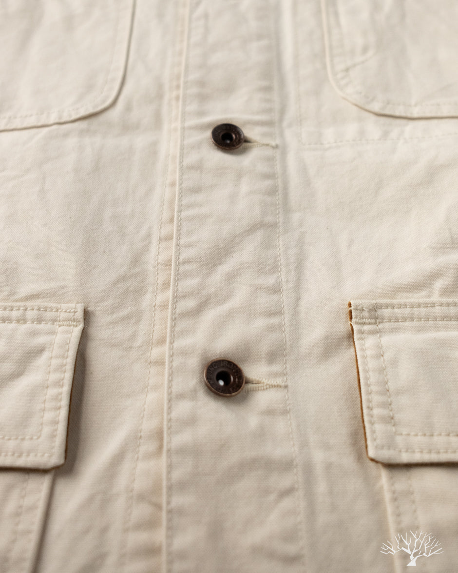 Iron Heart IHJ-148-IVO - 10oz Kurashikizome Organic Cotton Duck Chore Jacket - Ivory