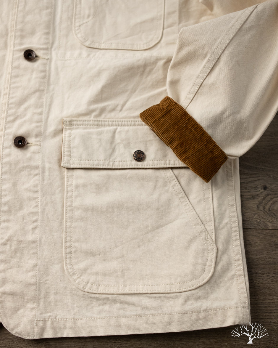Iron Heart IHJ-148-IVO - 10oz Kurashikizome Organic Cotton Duck Chore Jacket - Ivory