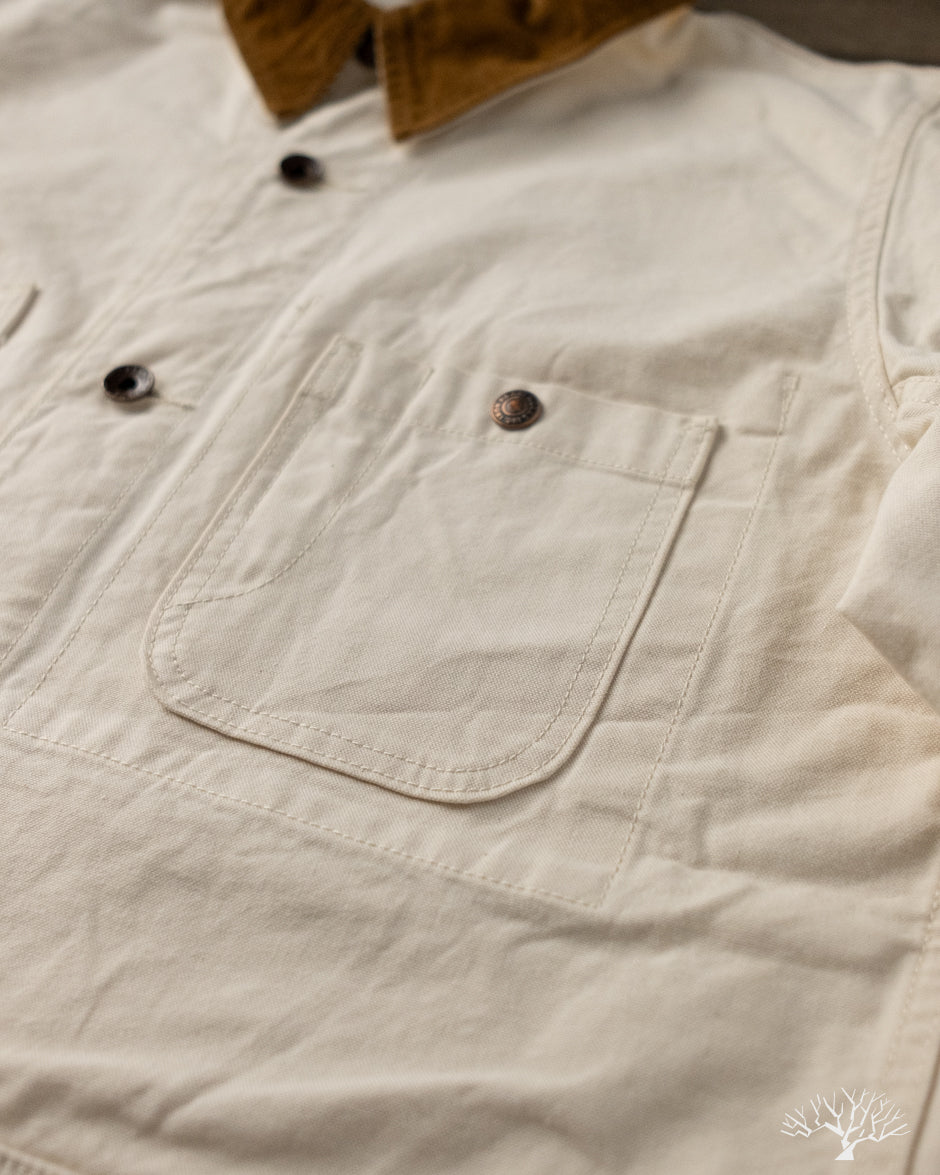 Iron Heart IHJ-148-IVO - 10oz Kurashikizome Organic Cotton Duck Chore Jacket - Ivory