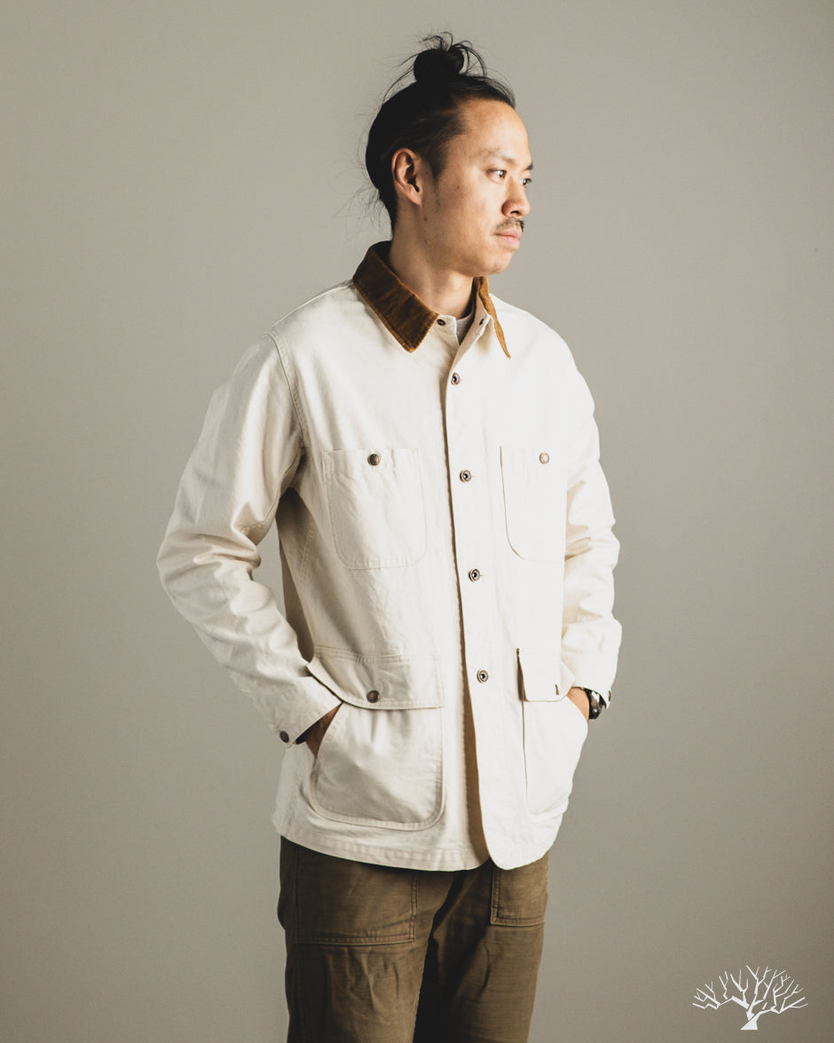 Iron Heart IHJ-148-IVO - 10oz Kurashikizome Organic Cotton Duck Chore Jacket - Ivory