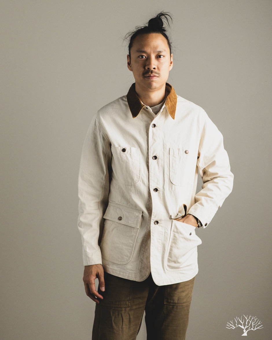 Iron Heart IHJ-148-IVO - 10oz Kurashikizome Organic Cotton Duck Chore Jacket - Ivory