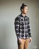 Iron Heart IHSH-439-BLK - 9oz Selvedge Flannel Check Western Shirt - Black