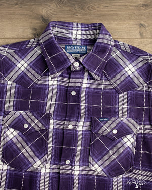 Iron Heart - IHSH-439-PUR - 9oz Selvedge Flannel Check Western