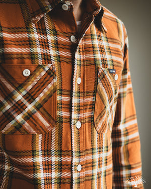 Iron Heart - IHSH-442-ORA - 9oz Selvedge Flannel Check Work Shirt