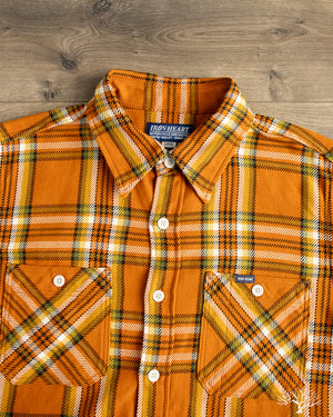 Iron Heart - IHSH-442-ORA - 9oz Selvedge Flannel Check Work Shirt