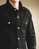 Iron Heart IHJ-86-BLK - 14oz Selvedge Denim Modified Type III Jacket - Black/Black