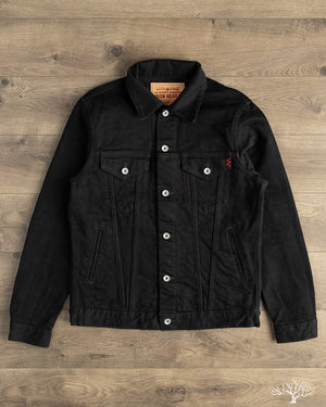 Iron Heart IHJ-86-BLK - 14oz Selvedge Denim Modified Type III Jacket - Black/Black