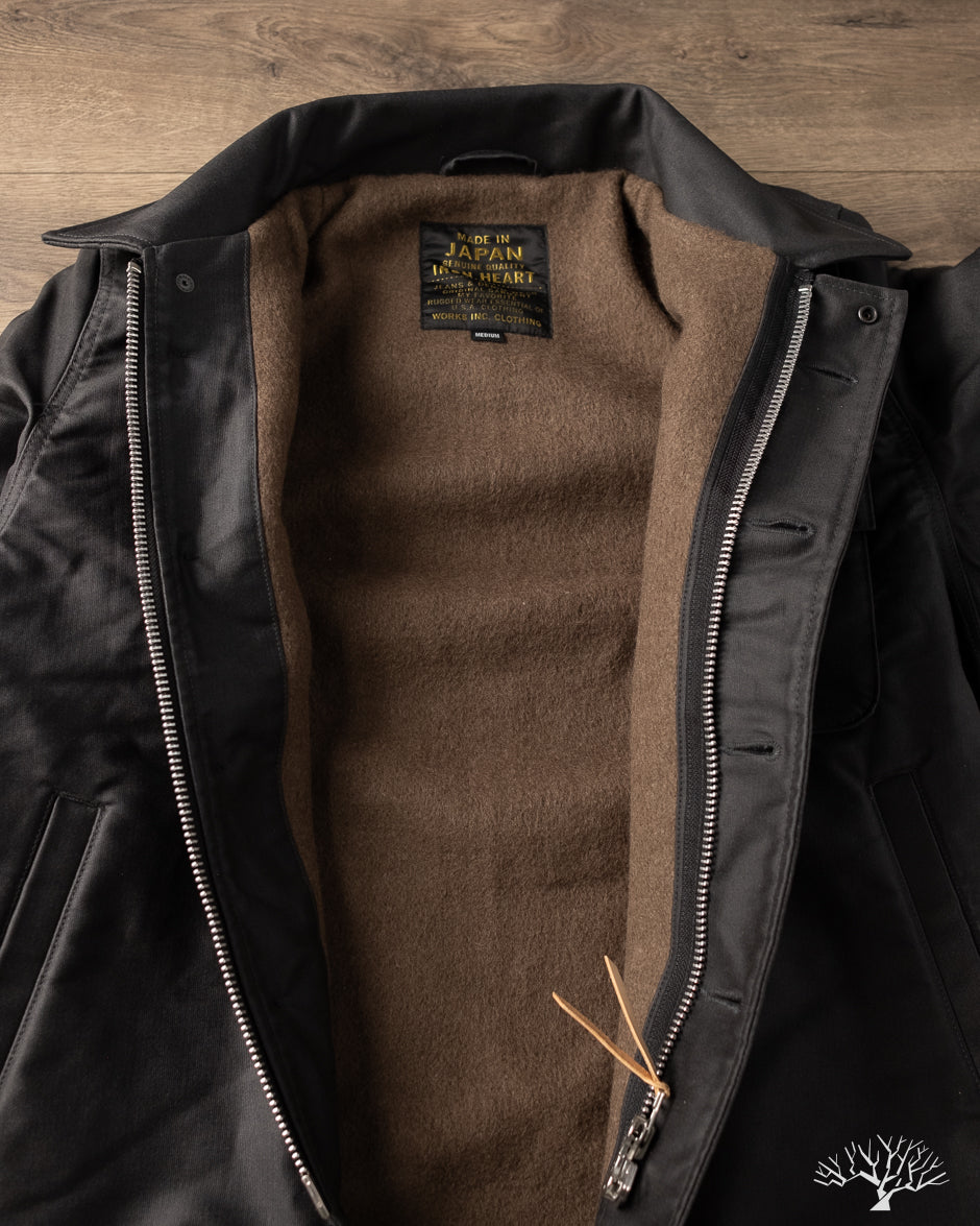 Iron Heart IHM-45-BLK - Oiled Whipcord A2 Deck Jacket - Black