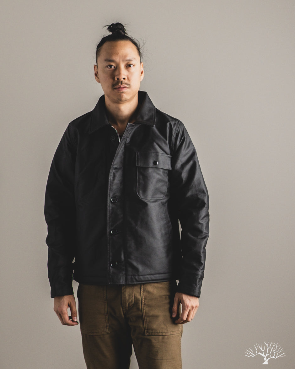 Iron Heart IHM-45-BLK - Oiled Whipcord A2 Deck Jacket - Black