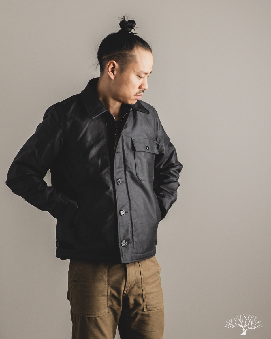 Iron Heart IHM-45-BLK - Oiled Whipcord A2 Deck Jacket - Black