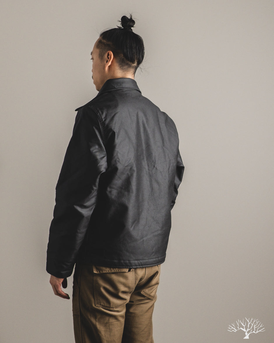 Iron Heart IHM-45-BLK - Oiled Whipcord A2 Deck Jacket - Black