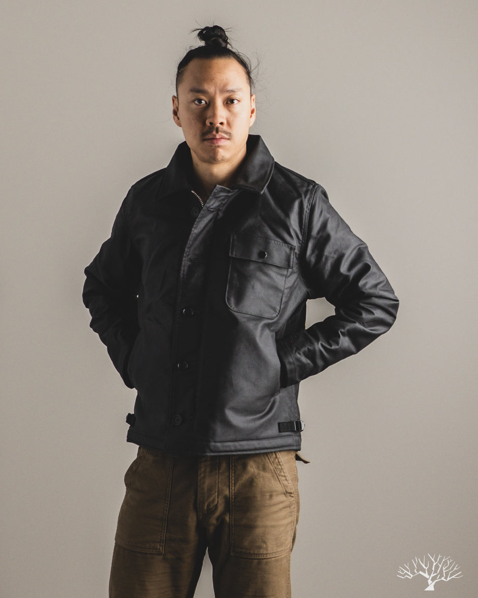 Iron Heart IHM-45-BLK - Oiled Whipcord A2 Deck Jacket - Black