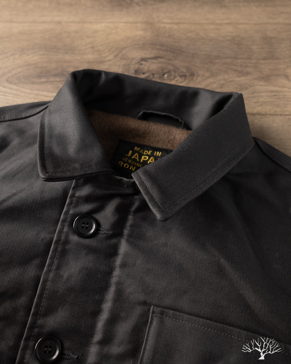 Iron Heart IHM-45-BLK - Oiled Whipcord A2 Deck Jacket - Black