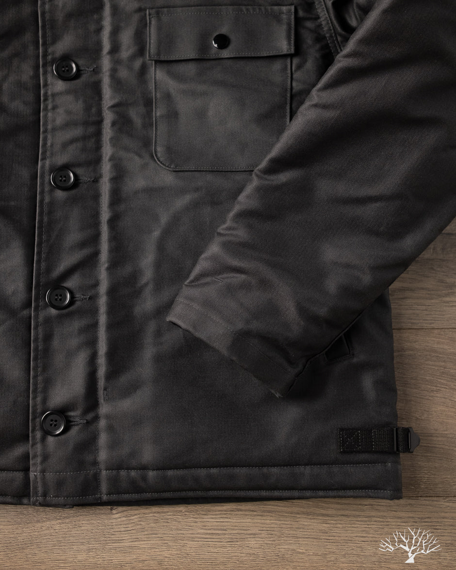 Iron Heart IHM-45-BLK - Oiled Whipcord A2 Deck Jacket - Black