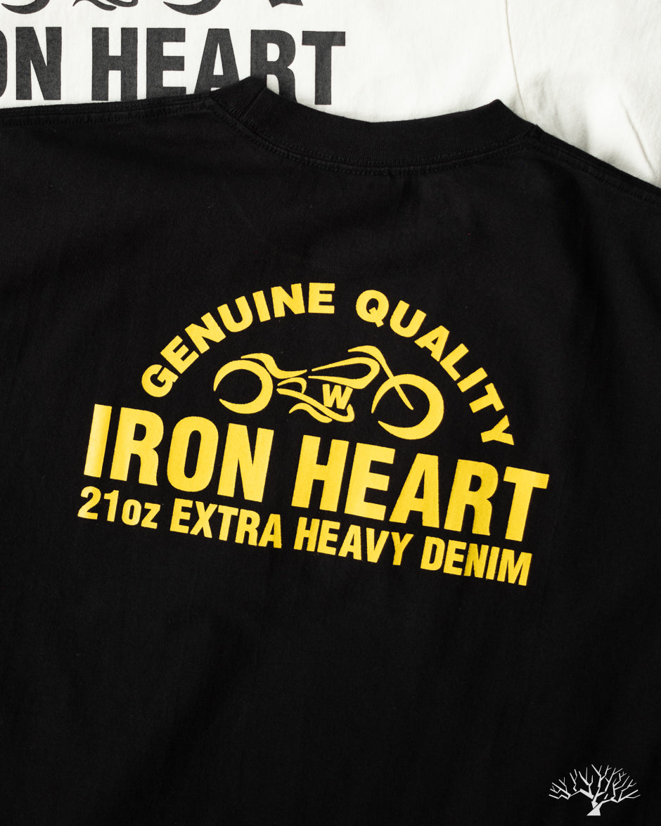 Iron Heart IHPT-2304-BLK - 7.5oz Printed Loopwheel Crew Neck T-Shirt - Black