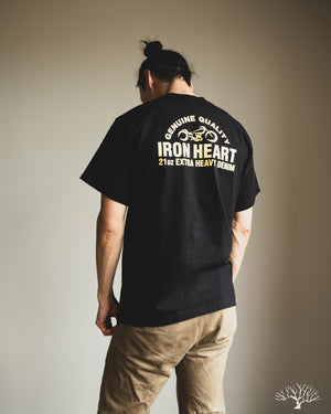 Iron Heart IHPT-2304-BLK - 7.5oz Printed Loopwheel Crew Neck T-Shirt - Black