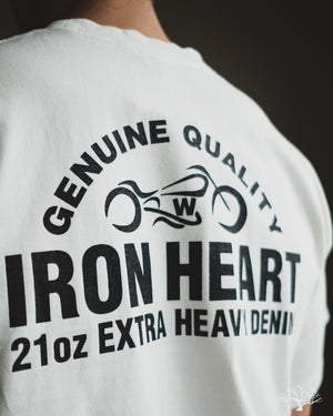Iron Heart IHPT-2304-WHT - 7.5oz Printed Loopwheel Crew Neck T-Shirt - White