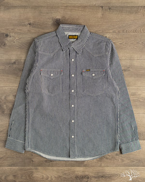 Iron Heart IHSH-07-IND - Indigo Hickory Stripe Western Shirt