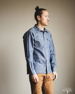 Iron Heart - IHSH-13-BLU - 10oz Selvedge Chambray Single Yoke Western Shirt 