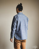 Iron Heart IHSH-13-BLU - 10oz Selvedge Chambray Single Yoke Western Shirt - Blue