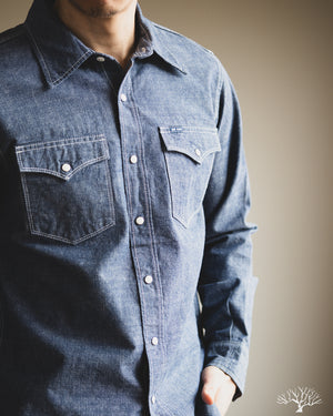 Iron Heart - IHSH-13-BLU - 10oz Selvedge Chambray Single Yoke Western Shirt
