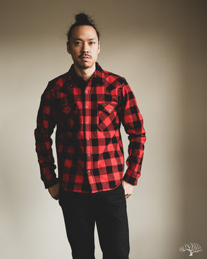 Iron Heart - IHSH-232-RED Ultra Heavy Flannel Buffalo Check Western Shirt Iron Heart - IHSH-232-RED Ultra Heavy Flannel Buffalo Check Western Shirt