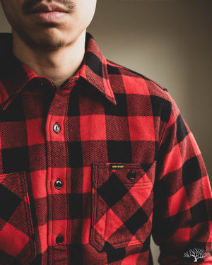 Iron Heart IHSH-244-RED Ultra Heavy Flannel Work Shirt - Red/Black