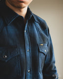 Iron Heart IHSH-264-NAV - UHF Ombré Check Western Shirt - Navy/Black