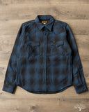 Iron Heart IHSH-264-NAV - UHF Ombré Check Western Shirt - Navy/Black