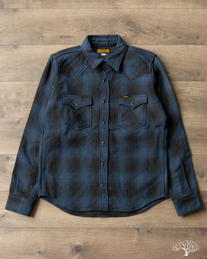 Iron Heart - IHSH-264-NAV - UHF Ombré Check Western Shirt - Navy