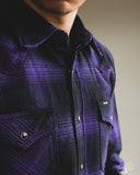 Iron Heart IHSH-264-PUR - UHF Ombré Check Western Shirt - Purple/Black