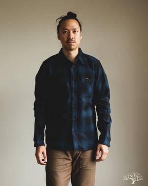 Iron Heart - IHSH-265-NAV - UHF Ombré Check Work Shirt - Navy