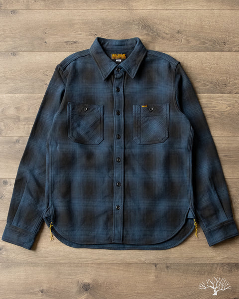 Iron Heart - IHSH-265-NAV - UHF Ombr Check Work Shirt - Navy/Black Withered Fig Iron Heart - IHSH-265-NAV - UHF Ombr Check Work Shirt - Navy/Black Withered Fig