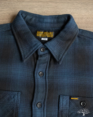 Iron Heart - IHSH-265-NAV - UHF Ombré Check Work Shirt - Navy